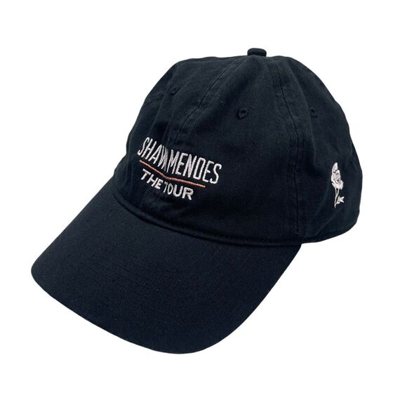Shawn Mendes Hat The Tour Cap Black Embroidered Rose Cotton Strapback - Picture 2 of 5